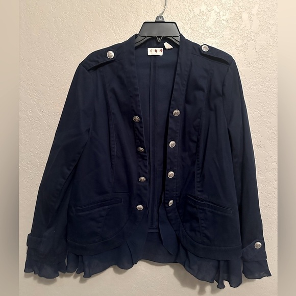 Chicos navy blazer jacket size 1 US 8/10 - Picture 1 of 7